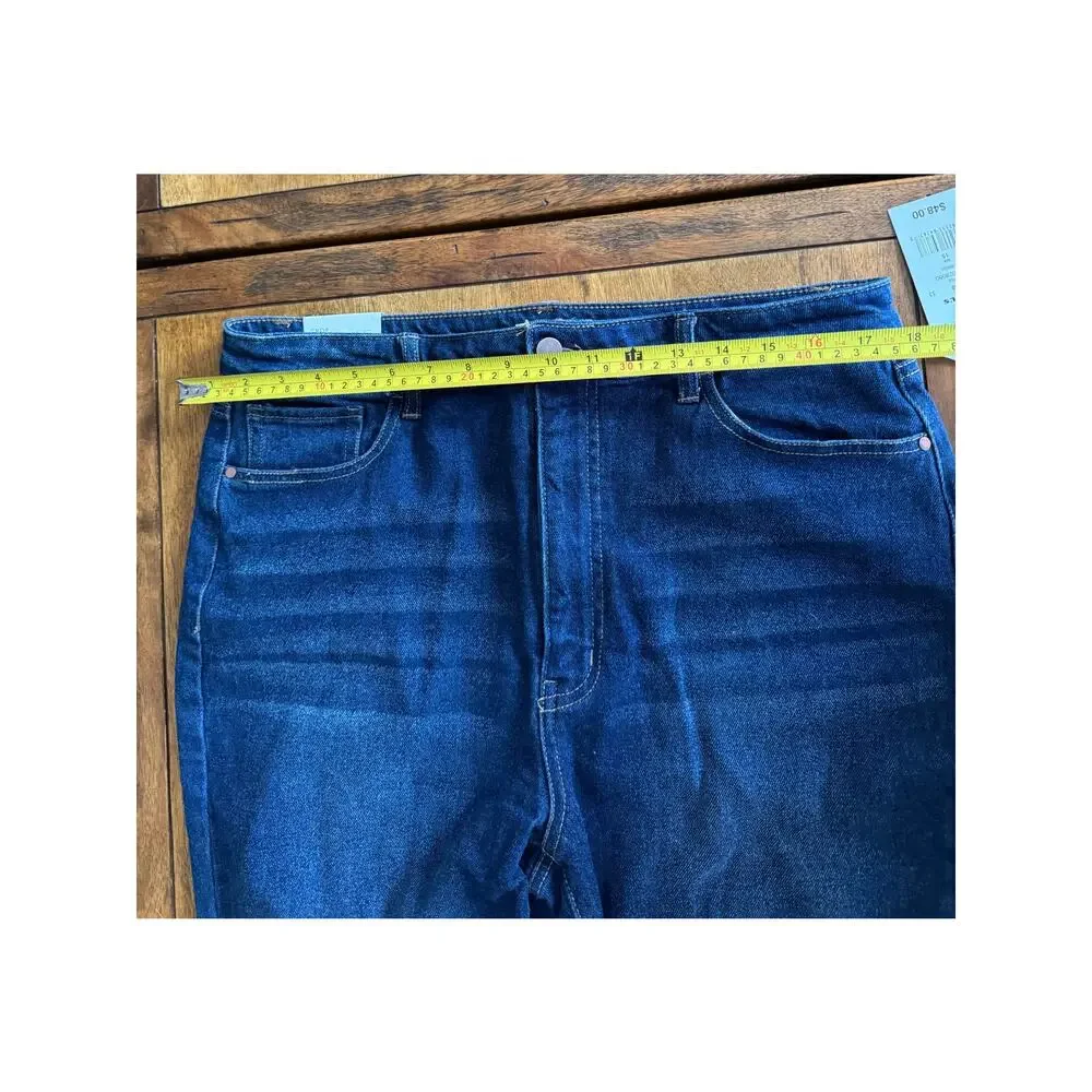 NWT Love Fire Crop Kick Flare Jeans Size 15 Dark Wash Distressed - Picture 8 of 10